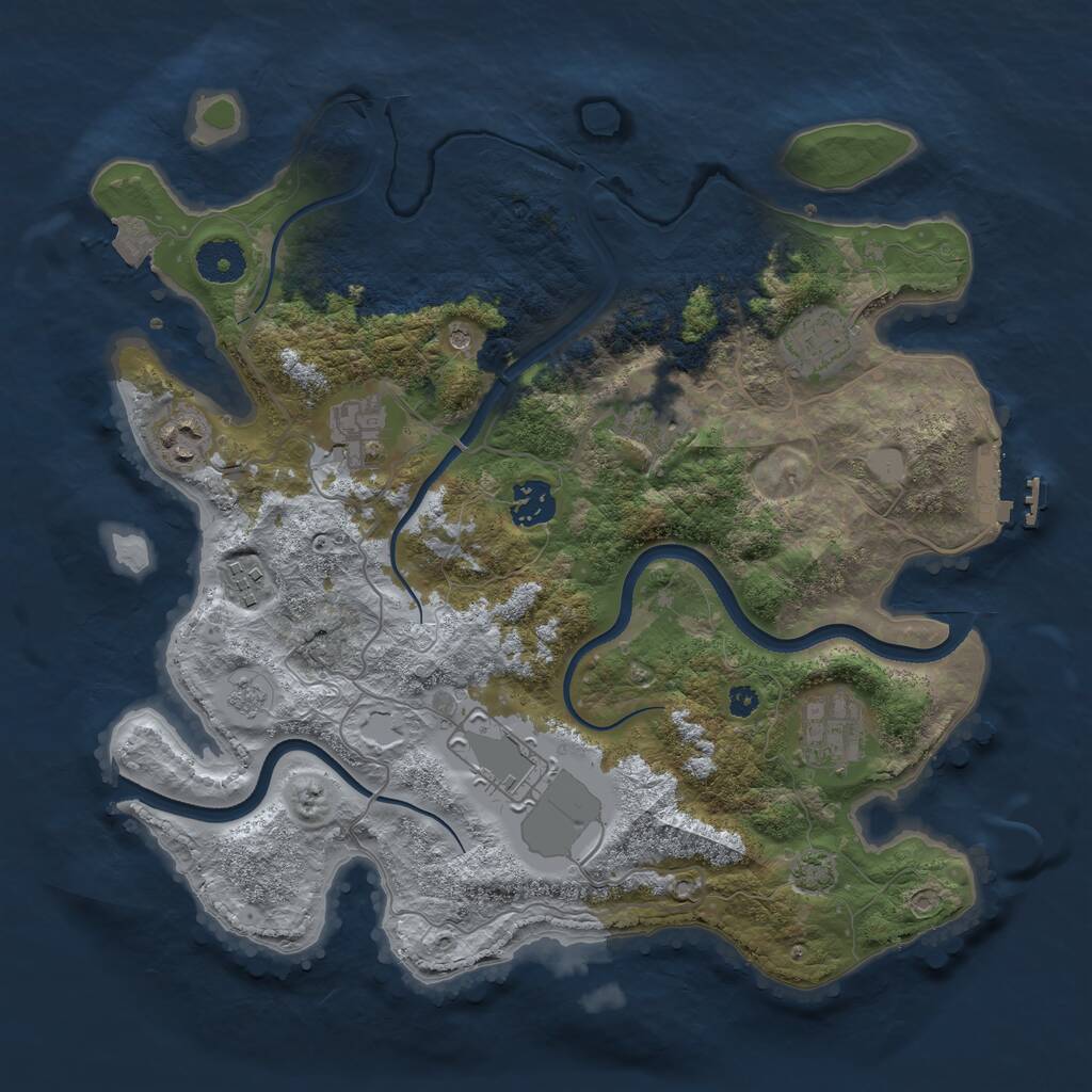 Rust Map: Procedural Map, Size: 3500, Seed: 1305486069, 13 Monuments