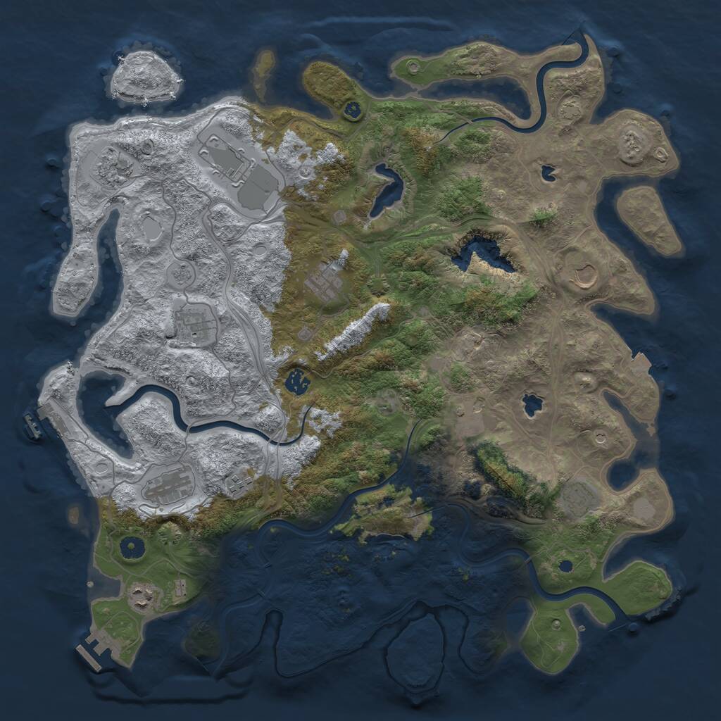 Rust Map: Procedural Map, Size: 4500, Seed: 59639, 17 Monuments