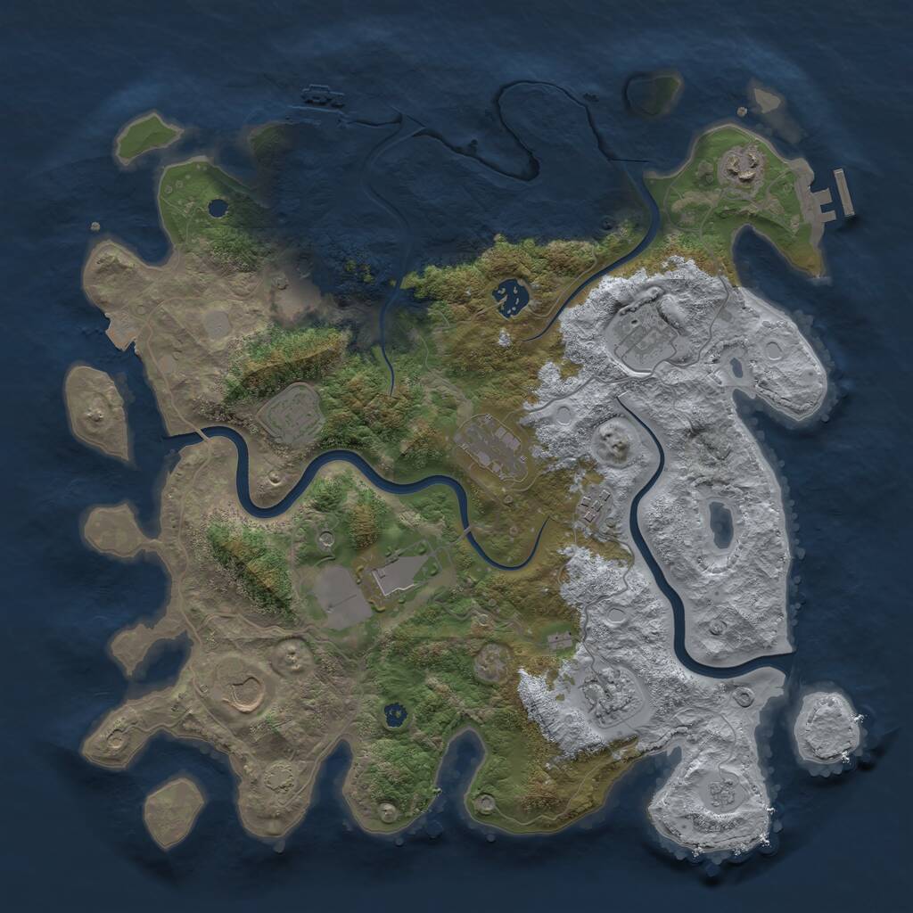Rust Map: Procedural Map, Size: 3850, Seed: 1443839275, 16 Monuments