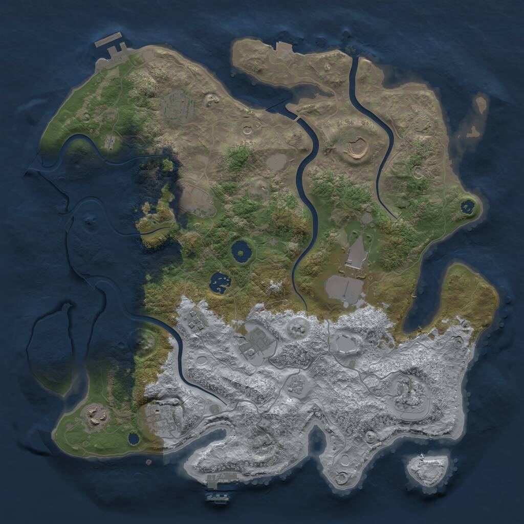 Rust Map: Procedural Map, Size: 3800, Seed: 379859120, 16 Monuments
