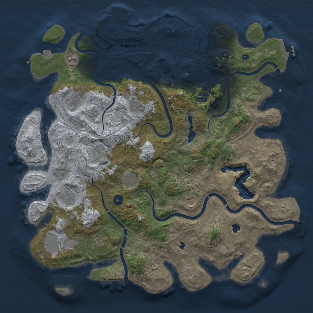 Rust Map: Procedural Map, Size: 4500, Seed: 441873918, 17 Monuments