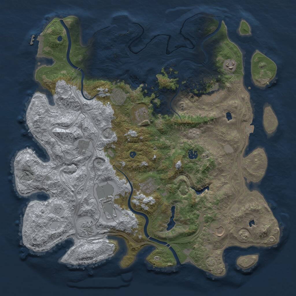 Rust Map: Procedural Map, Size: 4500, Seed: 1954509584, 17 Monuments