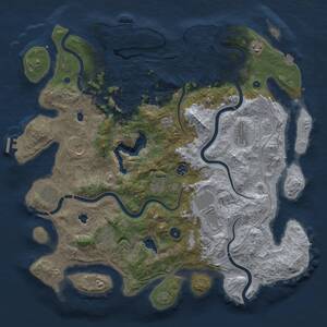 Thumbnail Rust Map: Procedural Map, Size: 4500, Seed: 7777771, 16 Monuments