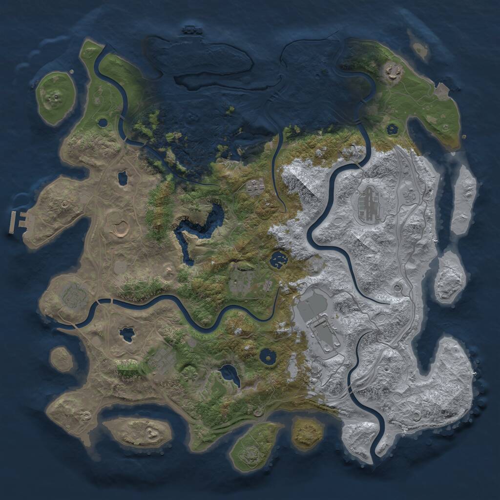 Rust Map: Procedural Map, Size: 4500, Seed: 7777771, 16 Monuments