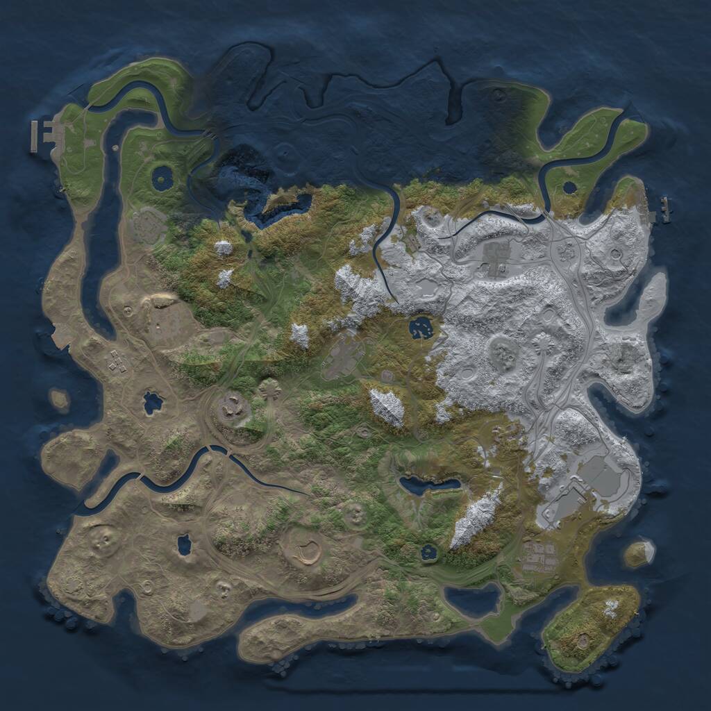Rust Map: Procedural Map, Size: 4500, Seed: 133359024, 17 Monuments