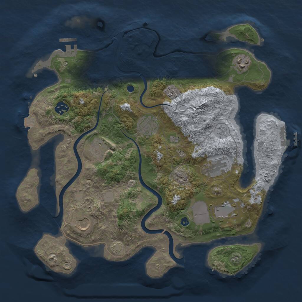 Rust Map: Procedural Map, Size: 3500, Seed: 53905025, 14 Monuments