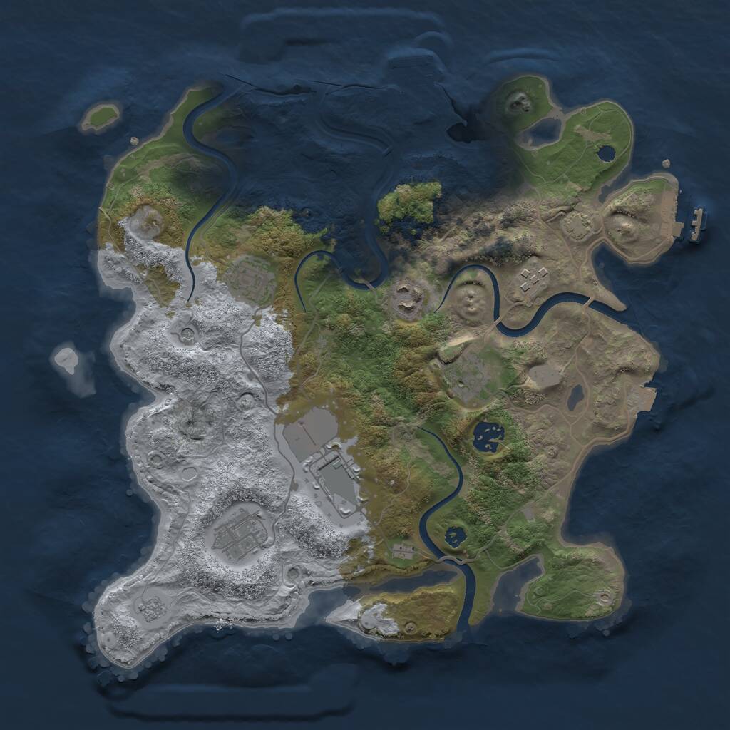Rust Map: Procedural Map, Size: 3500, Seed: 439305793, 13 Monuments