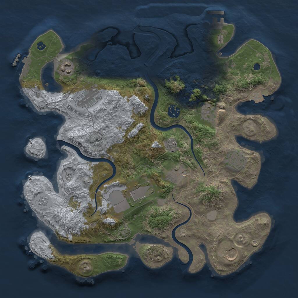 Rust Map: Procedural Map, Size: 3500, Seed: 1365054075, 15 Monuments