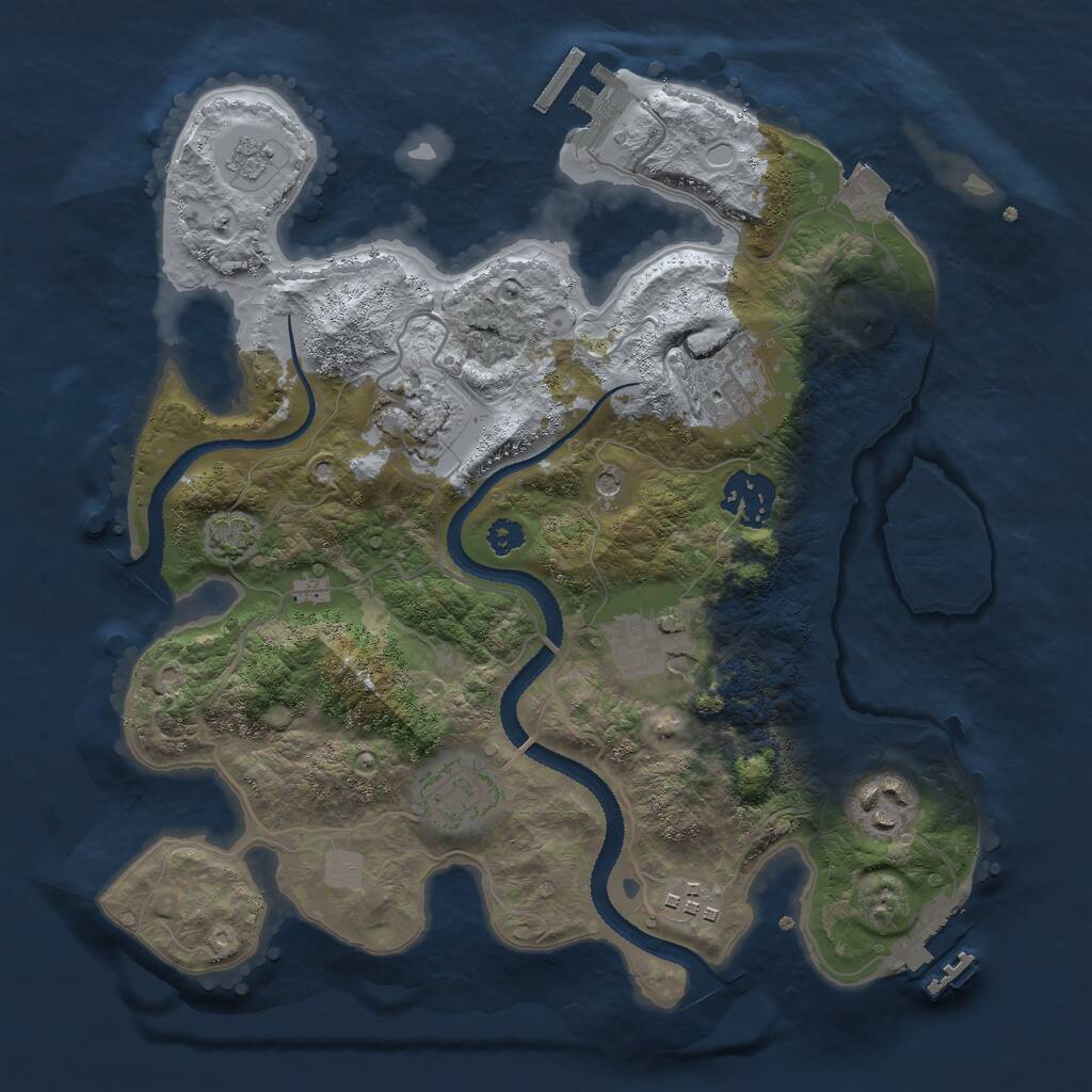 Rust Map: Procedural Map, Size: 3000, Seed: 2718, 13 Monuments