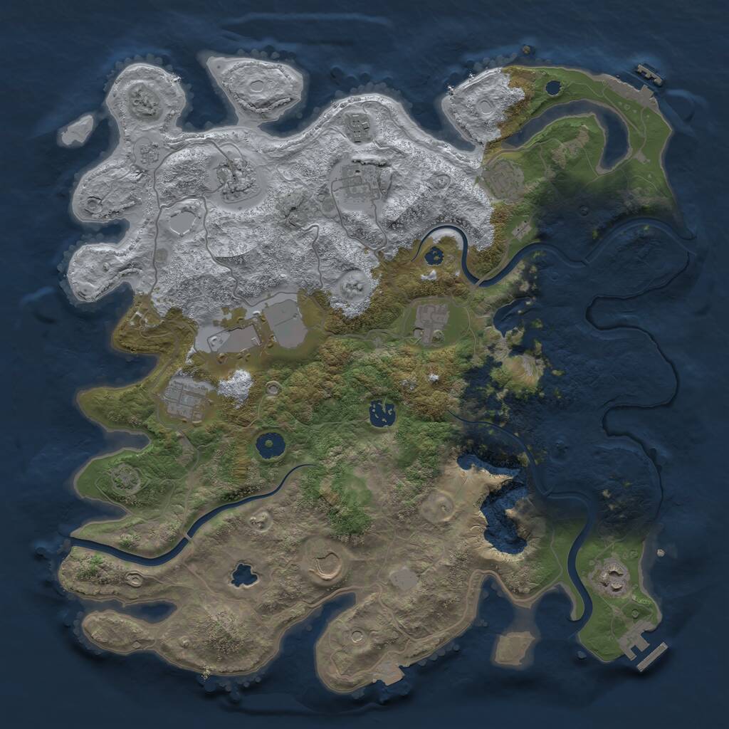 Rust Map: Procedural Map, Size: 4000, Seed: 1191202085, 16 Monuments