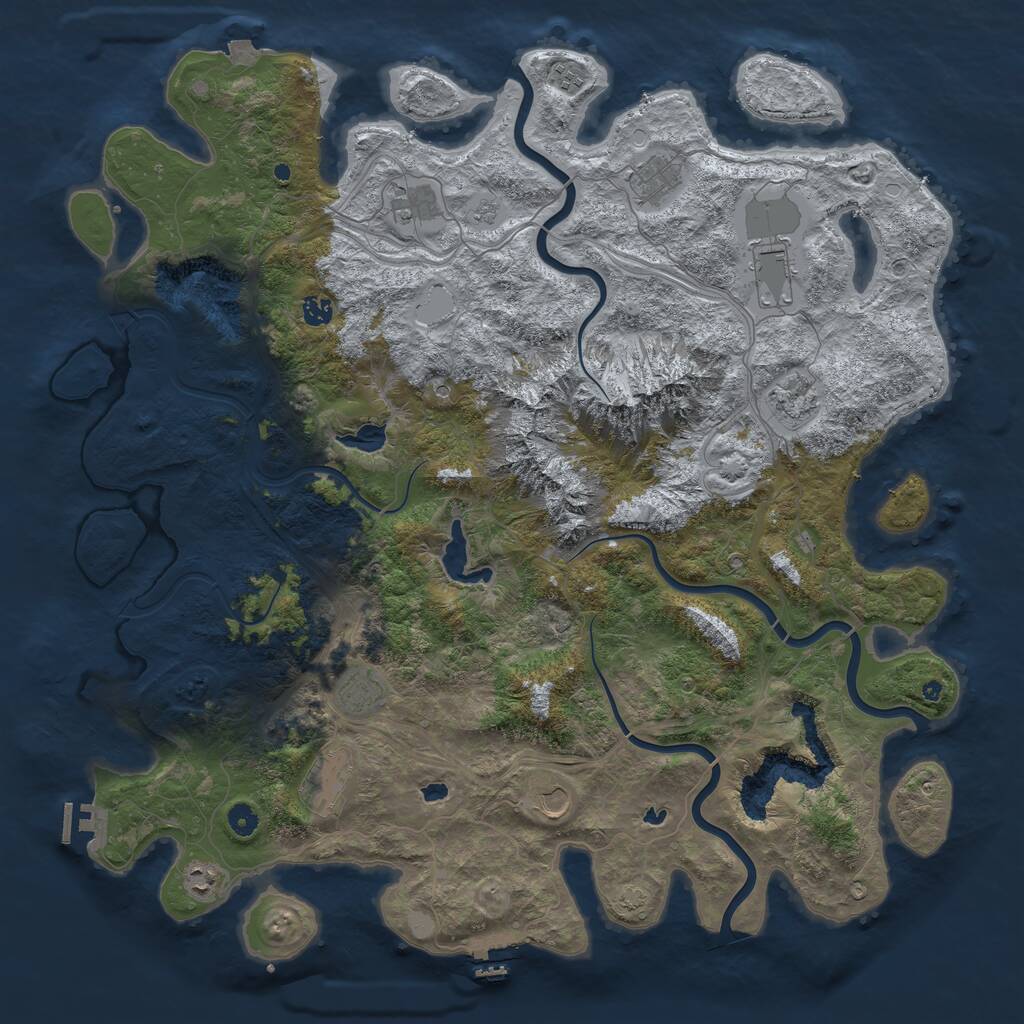 Rust Map: Procedural Map, Size: 5000, Seed: 811061006, 16 Monuments