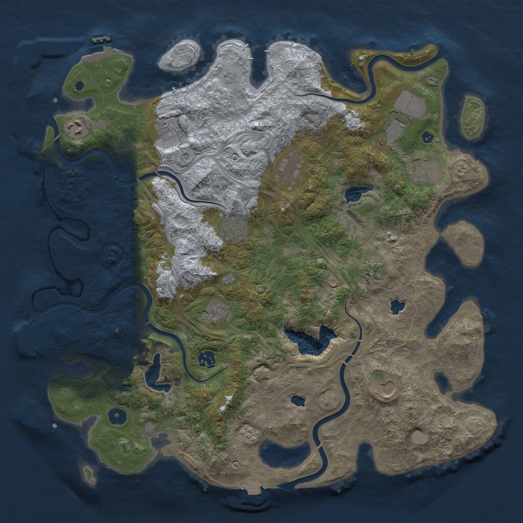 Rust Map: Procedural Map, Size: 4500, Seed: 353001156, 17 Monuments