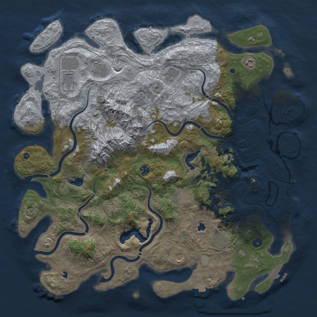 Rust Map: Procedural Map, Size: 5000, Seed: 854533, 16 Monuments