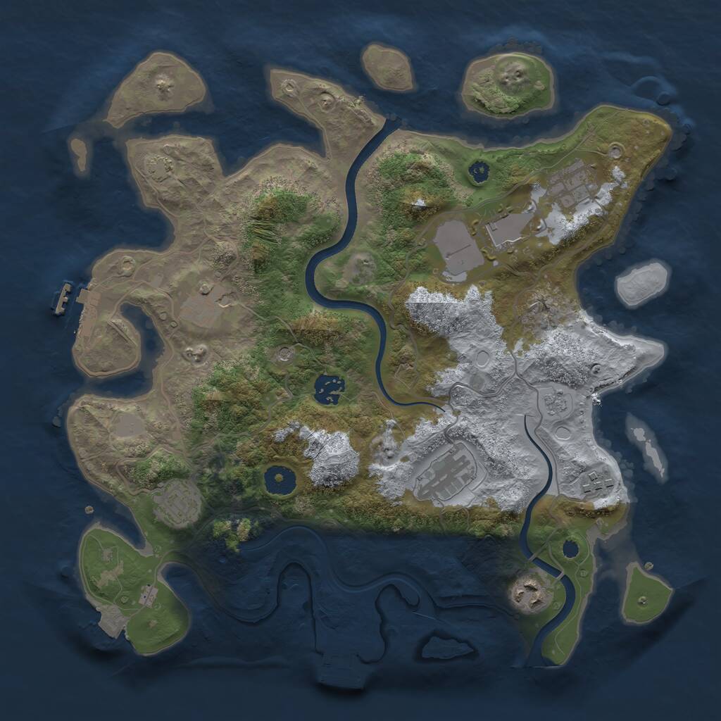 Rust Map: Procedural Map, Size: 3500, Seed: 1821273234, 14 Monuments