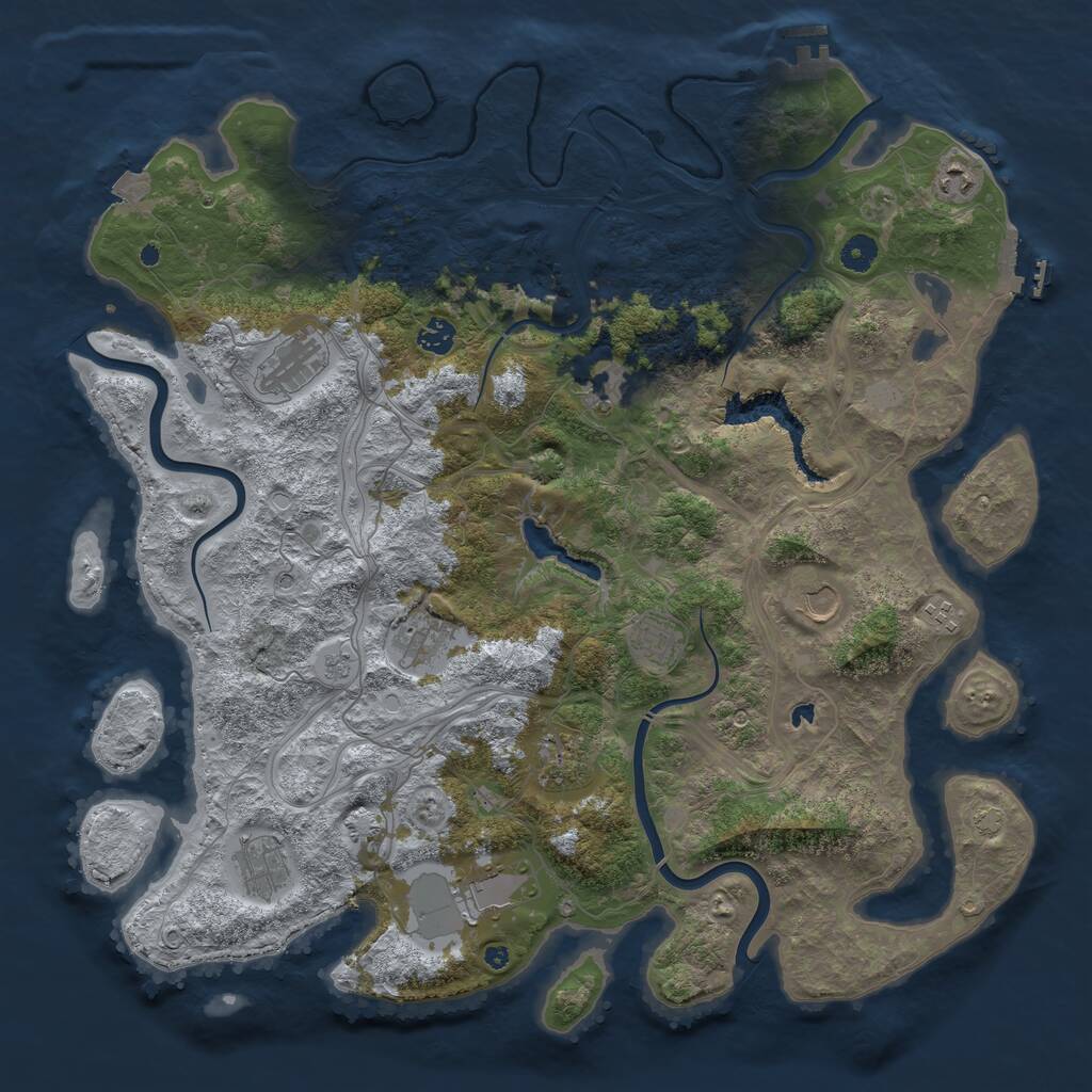 Rust Map: Procedural Map, Size: 4500, Seed: 9243, 17 Monuments