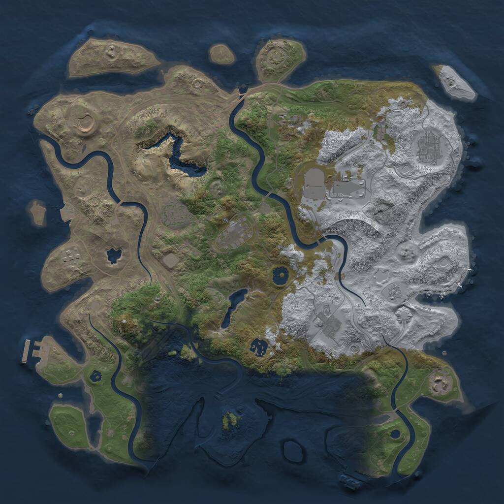 Rust Map: Procedural Map, Size: 4300, Seed: 48269512, 16 Monuments