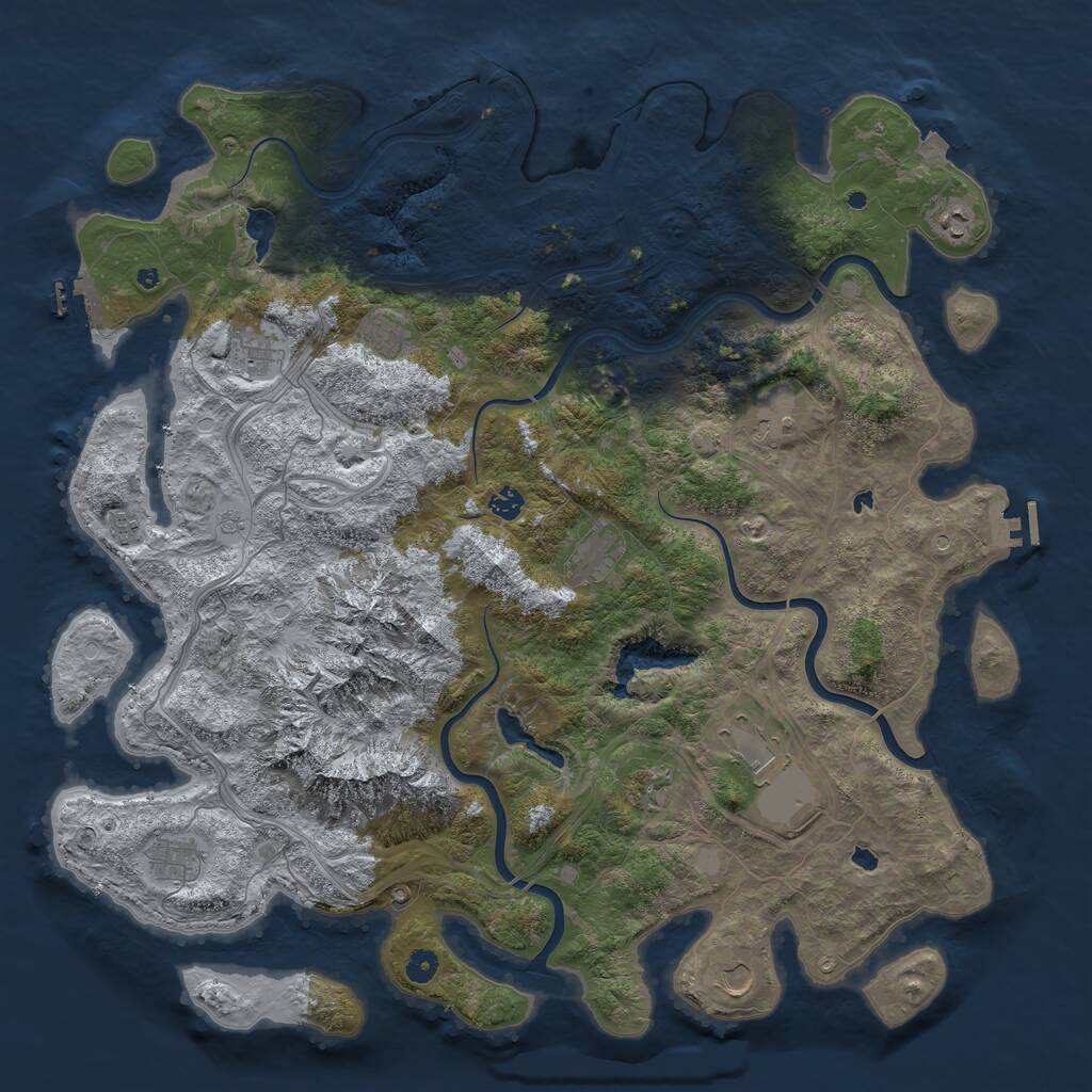 Rust Map: Procedural Map, Size: 5000, Seed: 914239, 17 Monuments