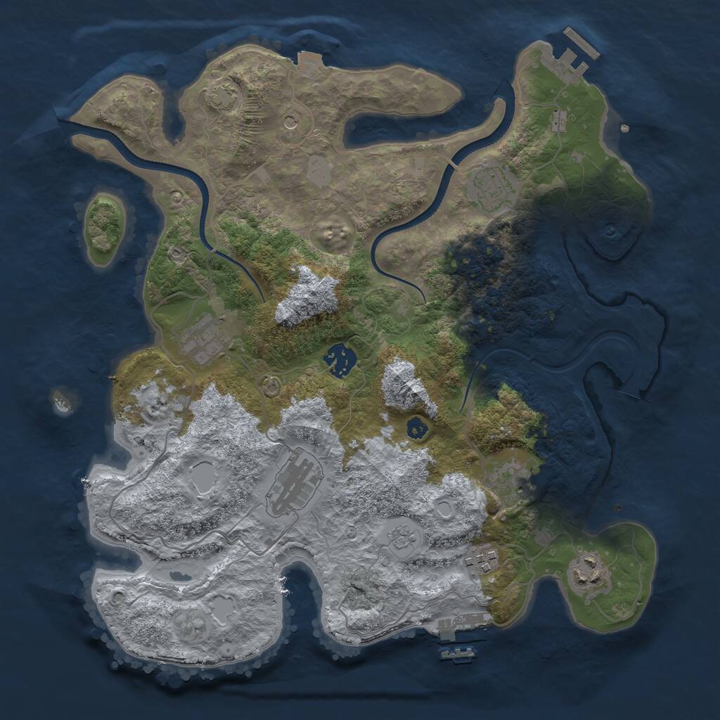 Rust Map: Procedural Map, Size: 3400, Seed: 2079243187, 13 Monuments