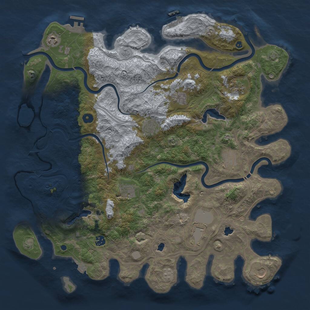 Rust Map: Procedural Map, Size: 4500, Seed: 778932931, 16 Monuments