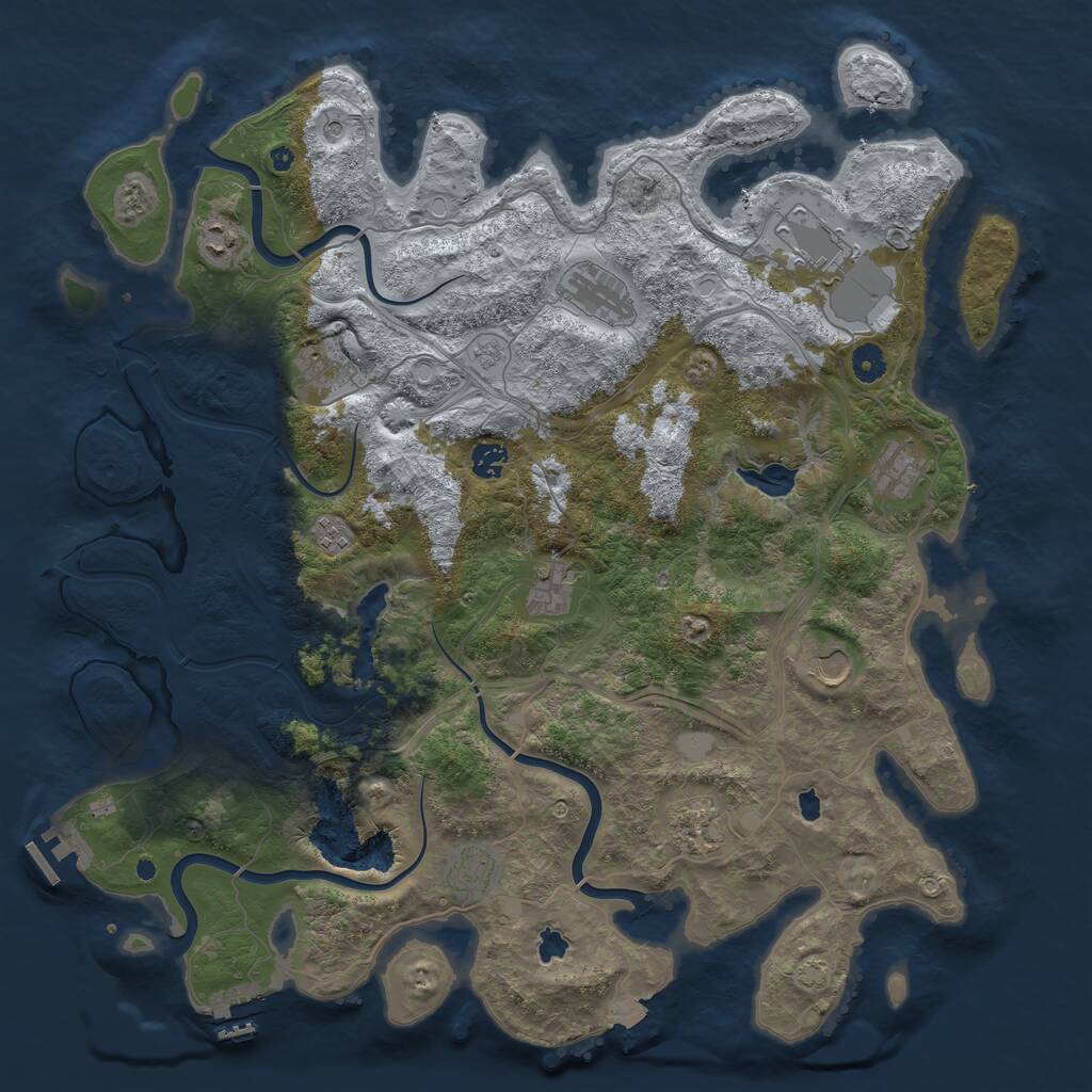 Rust Map: Procedural Map, Size: 4500, Seed: 2103994674, 17 Monuments
