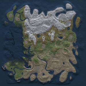 Thumbnail Rust Map: Procedural Map, Size: 4500, Seed: 2103994674, 17 Monuments