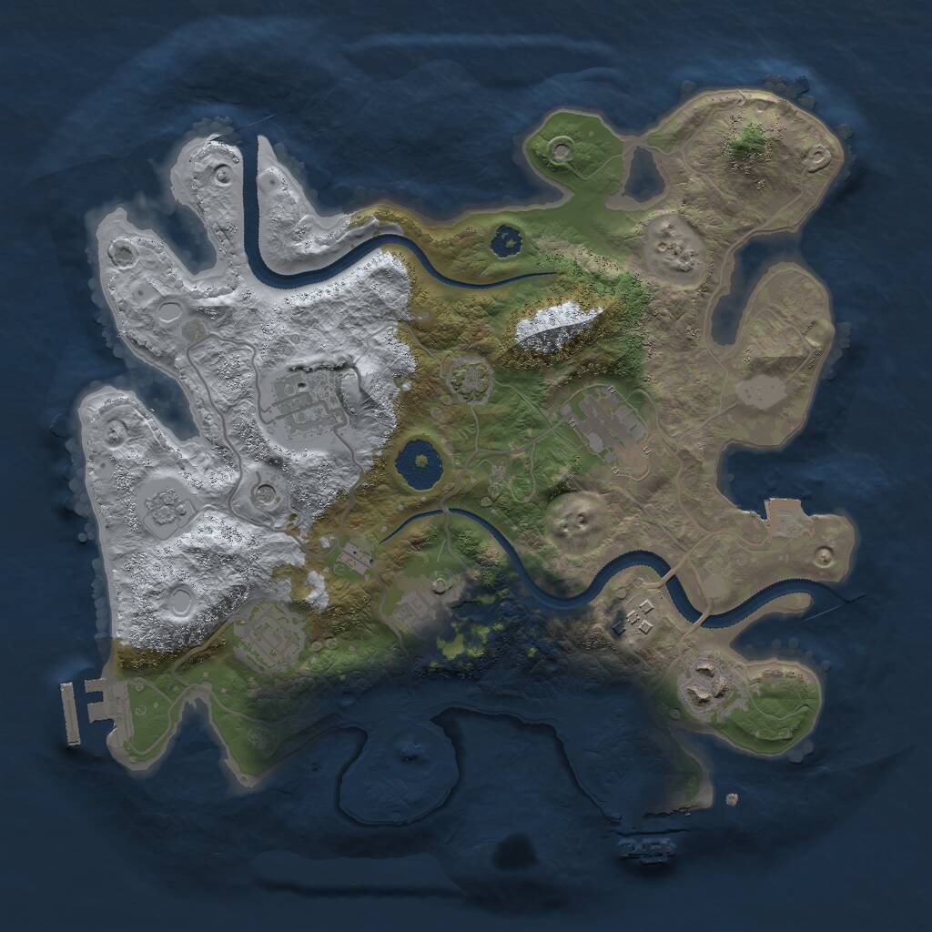 Rust Map: Procedural Map, Size: 3000, Seed: 2064917625, 12 Monuments