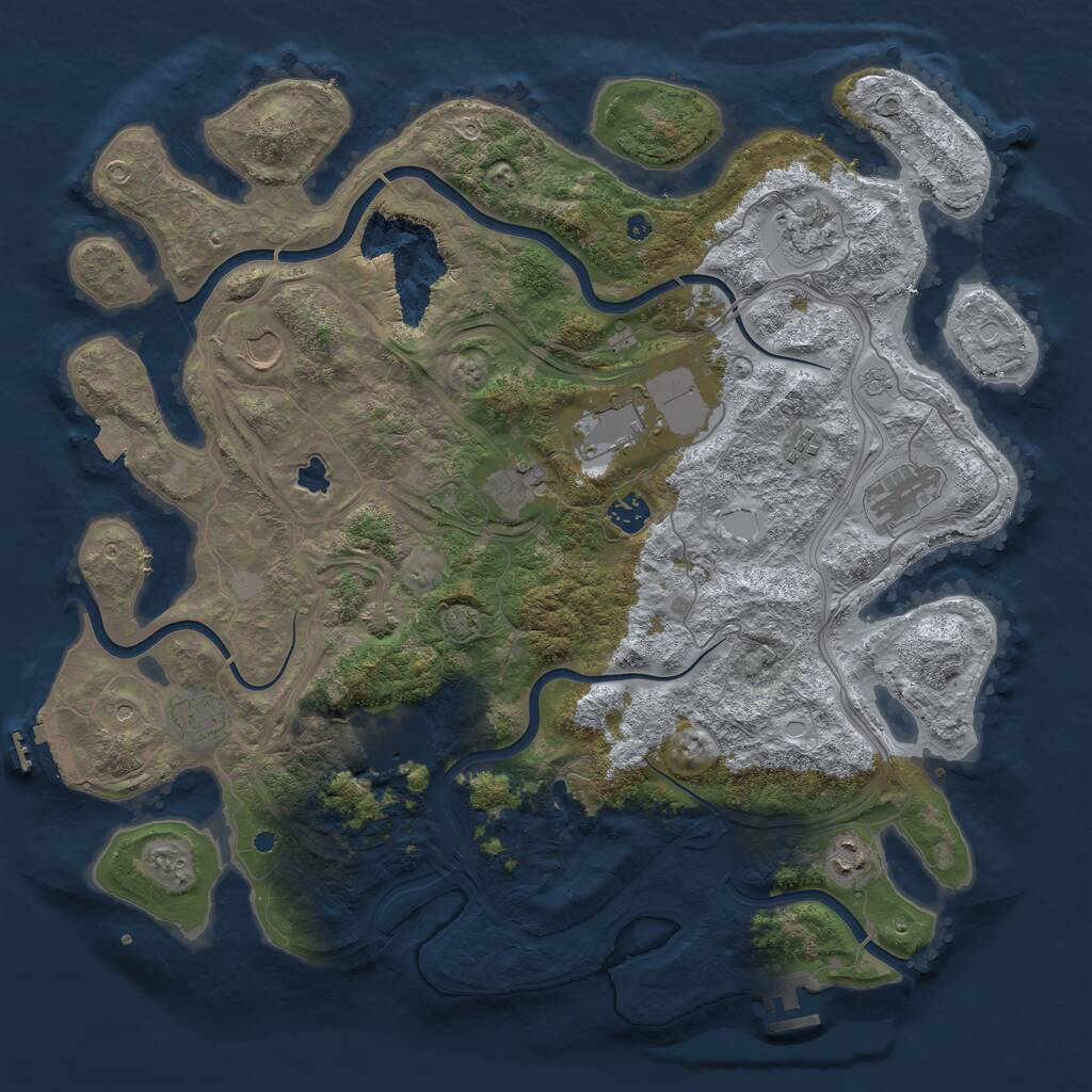 Rust Map: Procedural Map, Size: 4250, Seed: 1043346572, 16 Monuments