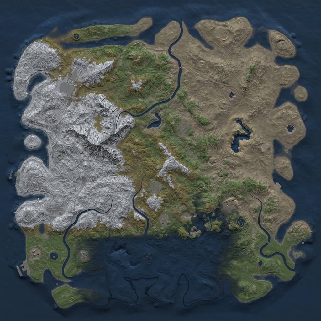 Rust Map: Procedural Map, Size: 6000, Seed: 596497785, 17 Monuments