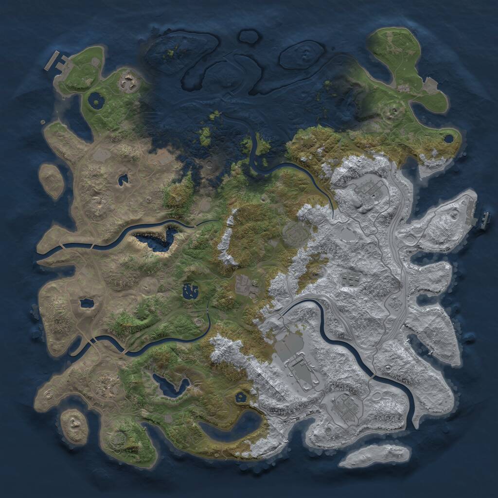 Rust Map: Procedural Map, Size: 4500, Seed: 1888240738, 16 Monuments