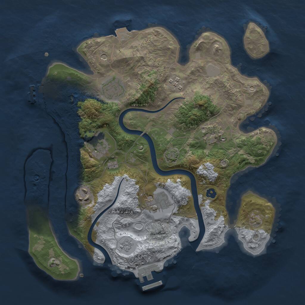 Rust Map: Procedural Map, Size: 3000, Seed: 1345888446, 12 Monuments
