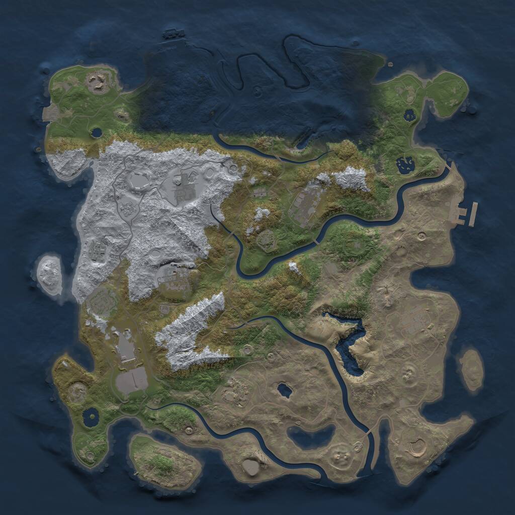 Rust Map: Procedural Map, Size: 4200, Seed: 1217809093, 17 Monuments