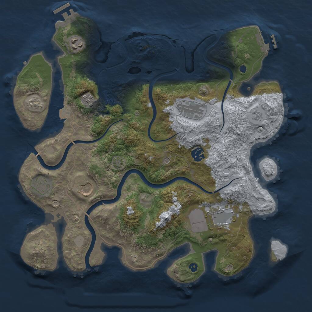 Rust Map: Procedural Map, Size: 3500, Seed: 836155311, 13 Monuments