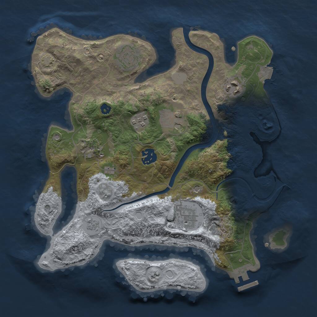 Rust Map: Procedural Map, Size: 3000, Seed: 2968751, 12 Monuments