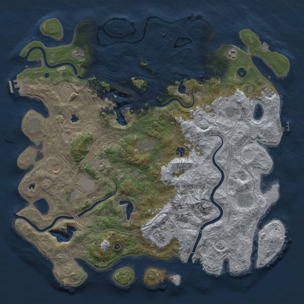 Rust Map: Procedural Map, Size: 5000, Seed: 1618744418, 17 Monuments