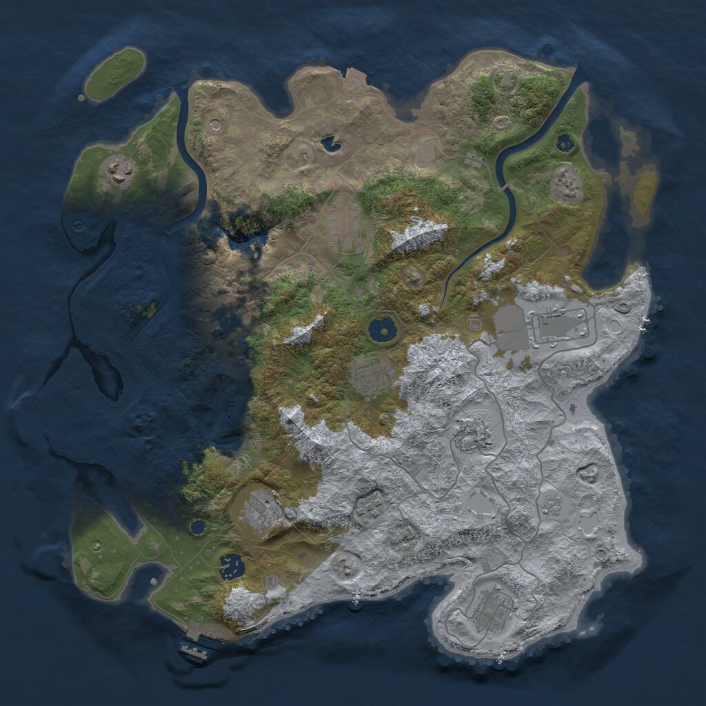Rust Map: Procedural Map, Size: 4000, Seed: 45667, 16 Monuments