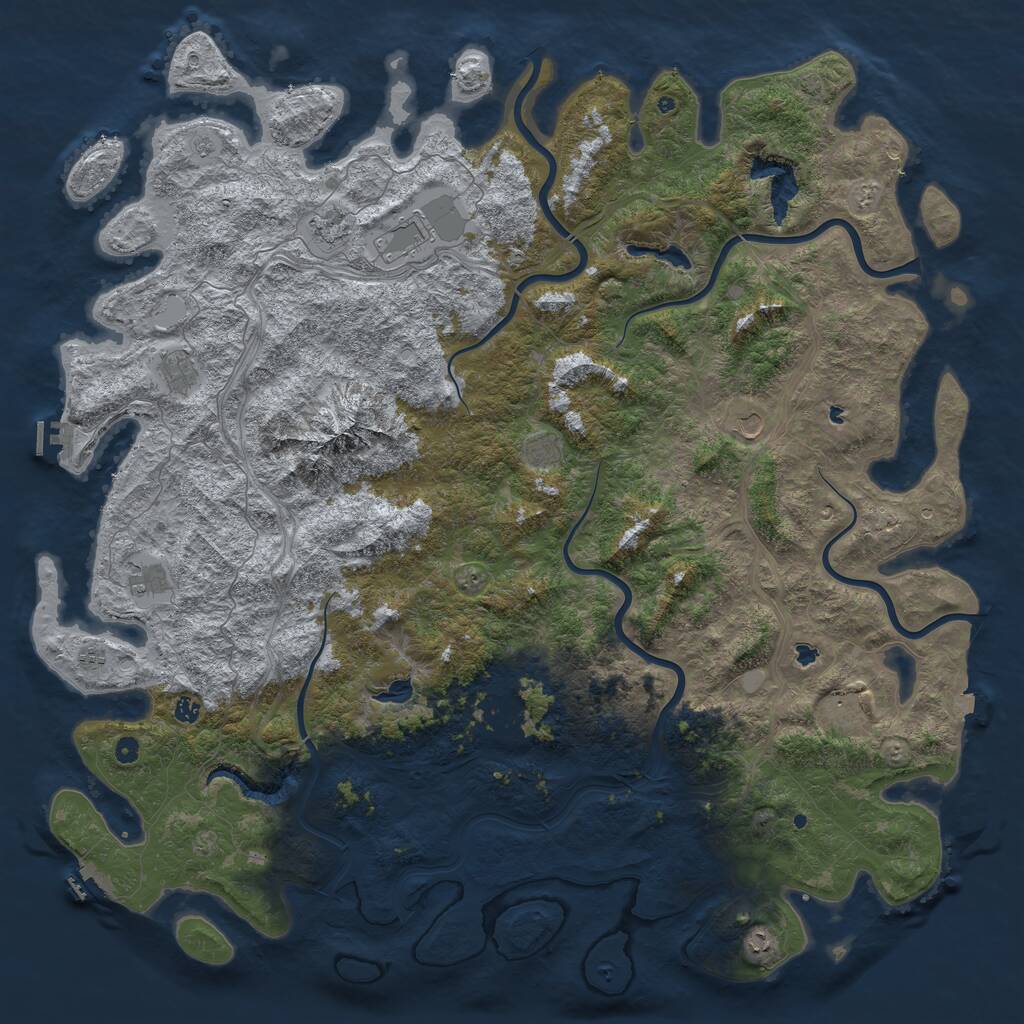 Rust Map: Procedural Map, Size: 6000, Seed: 1945, 17 Monuments