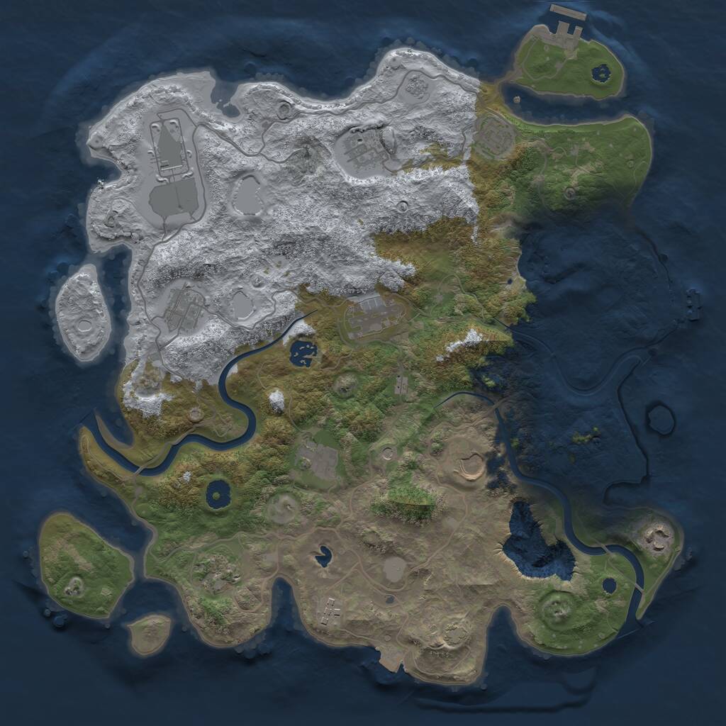 Rust Map: Procedural Map, Size: 4000, Seed: 398472, 17 Monuments