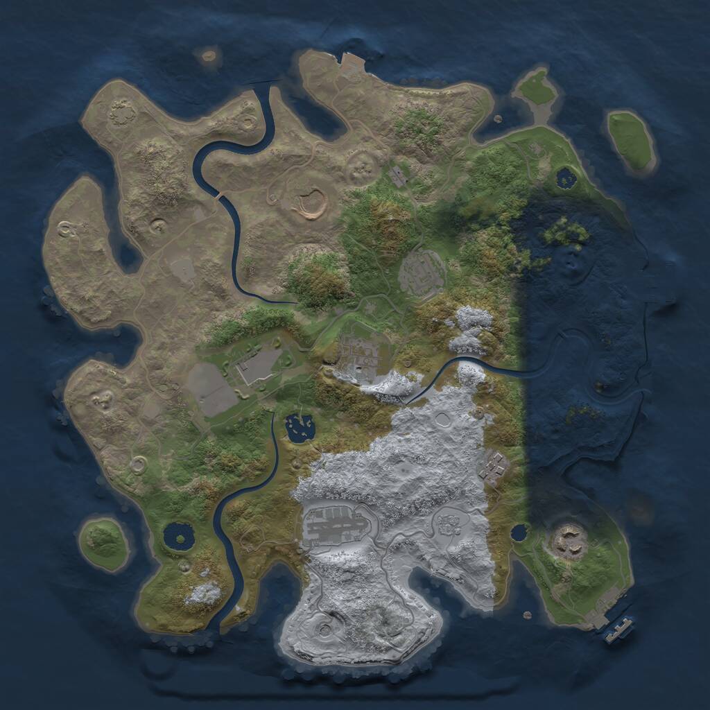 Rust Map: Procedural Map, Size: 3515, Seed: 3309, 14 Monuments
