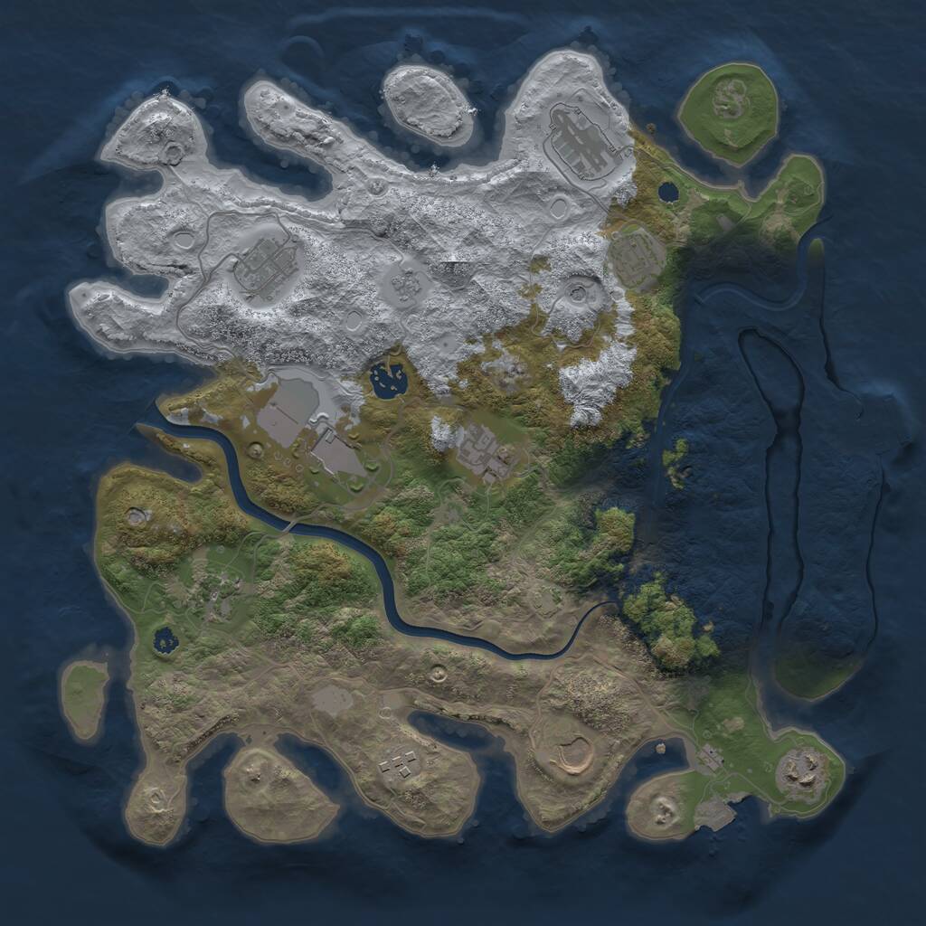 Rust Map: Procedural Map, Size: 3700, Seed: 1243989065, 15 Monuments