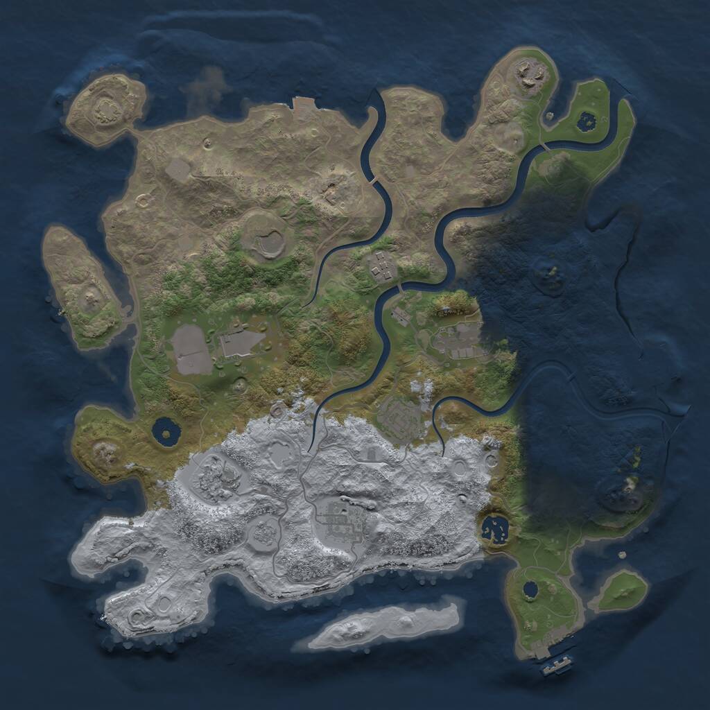 Rust Map: Procedural Map, Size: 3750, Seed: 1774974342, 15 Monuments