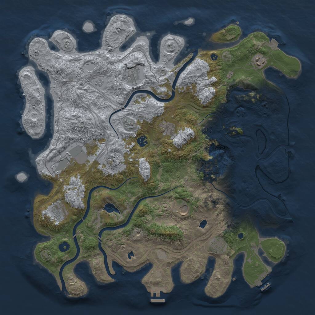 Rust Map: Procedural Map, Size: 4500, Seed: 792899133, 16 Monuments