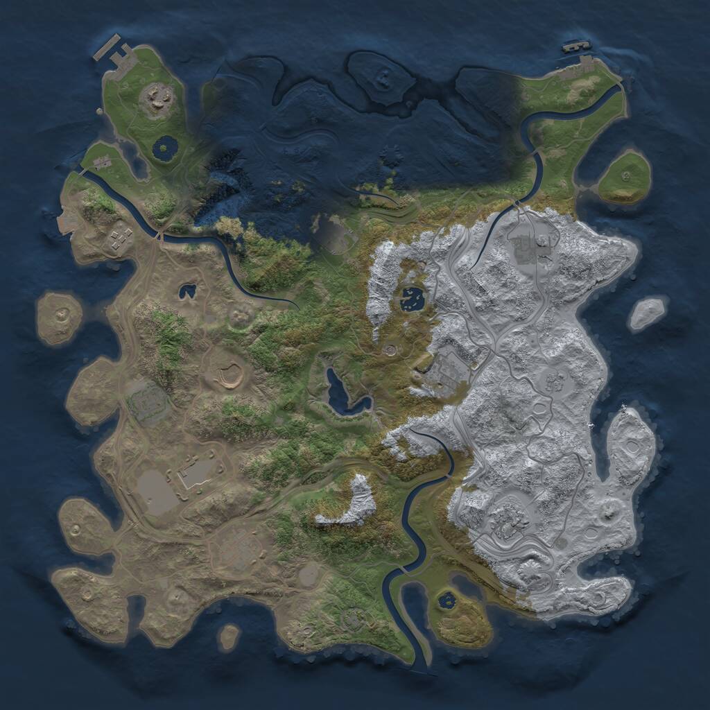 Rust Map: Procedural Map, Size: 4250, Seed: 1472702228, 17 Monuments