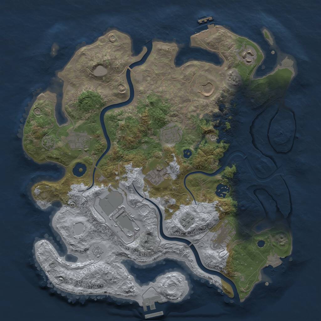 Rust Map: Procedural Map, Size: 3500, Seed: 1927219328, 15 Monuments