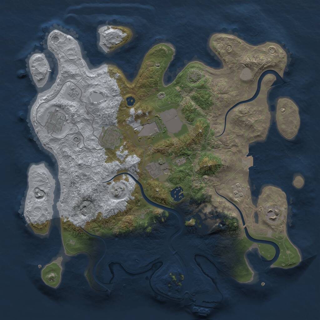 Rust Map: Procedural Map, Size: 3500, Seed: 1357553869, 13 Monuments