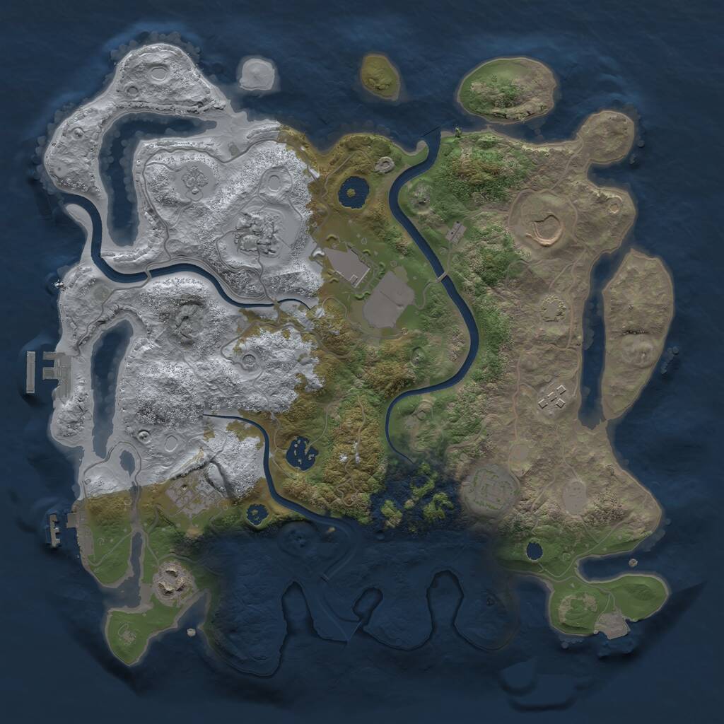 Rust Map: Procedural Map, Size: 3500, Seed: 640781764, 14 Monuments
