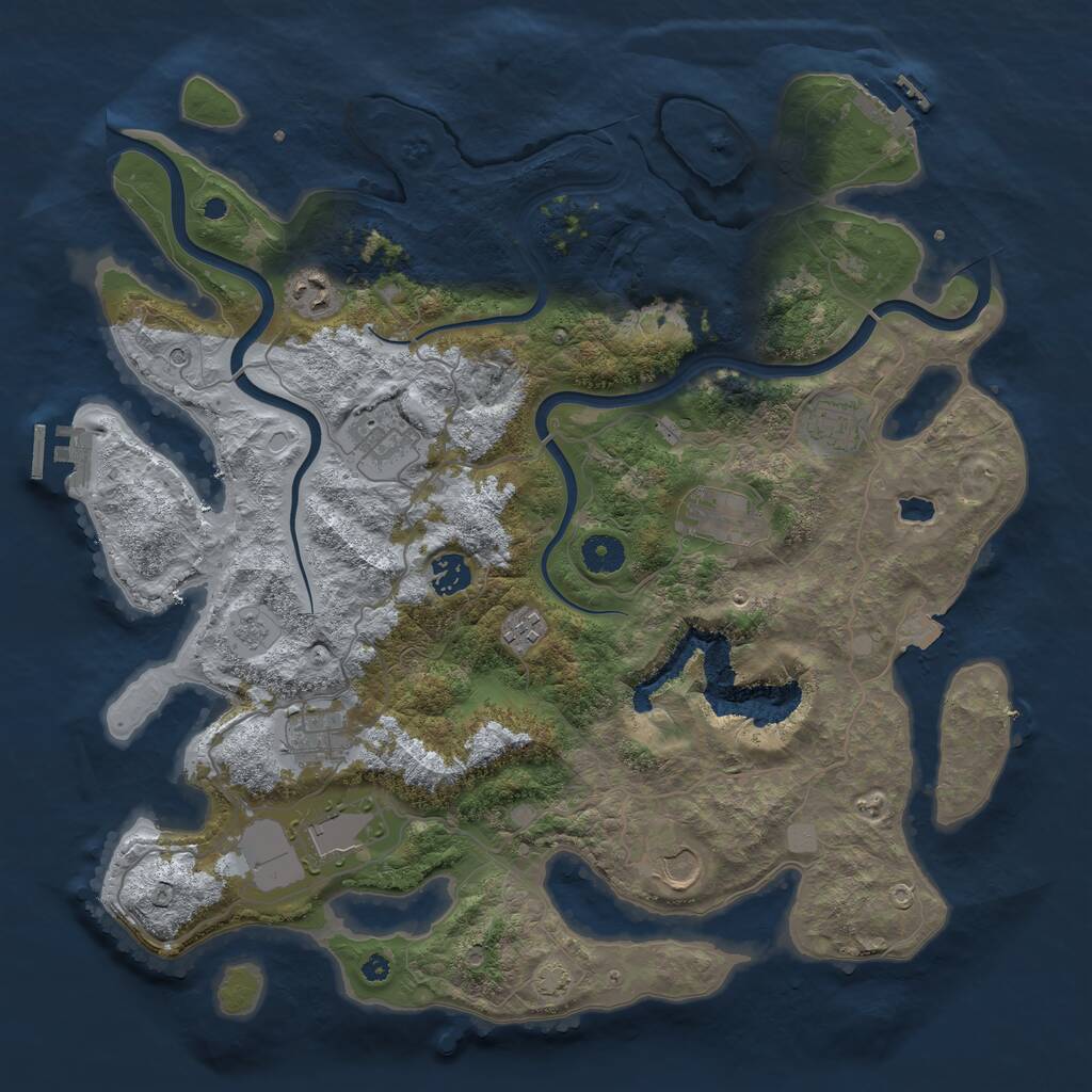 Rust Map: Procedural Map, Size: 4000, Seed: 54654628, 15 Monuments