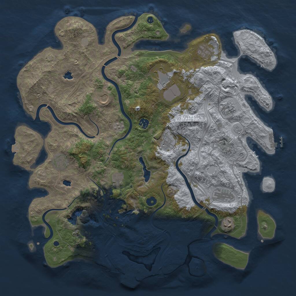 Rust Map: Procedural Map, Size: 4500, Seed: 715365863, 17 Monuments