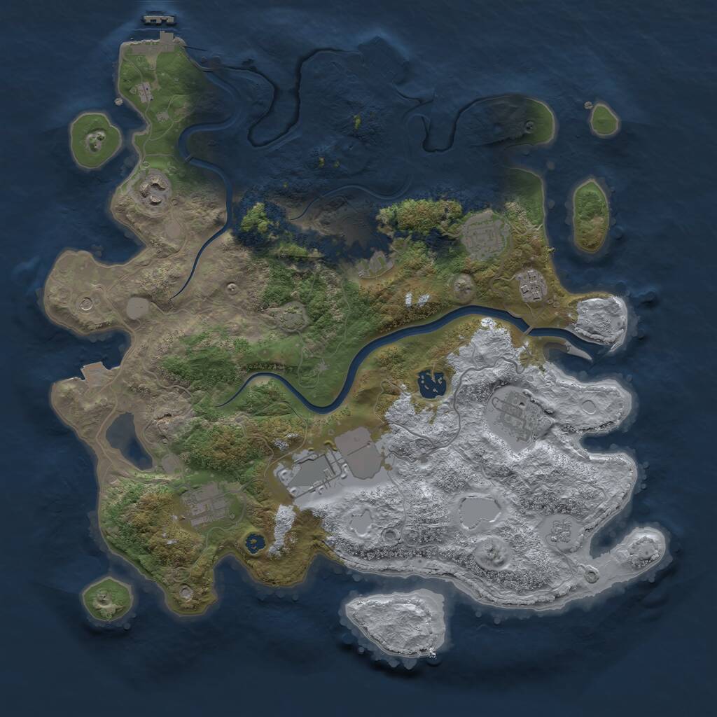 Rust Map: Procedural Map, Size: 3700, Seed: 34747809, 14 Monuments