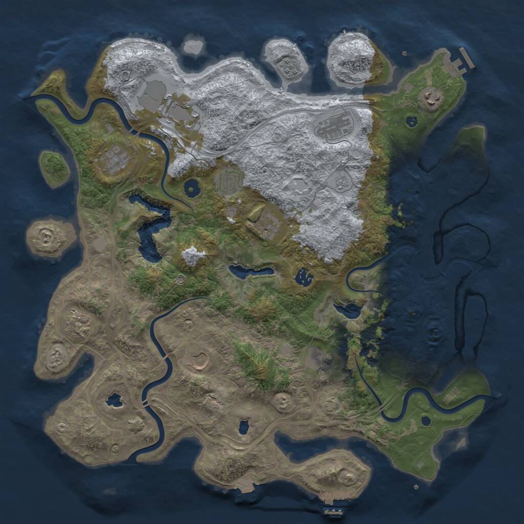 Rust Map: Procedural Map, Size: 4500, Seed: 1279299452, 17 Monuments