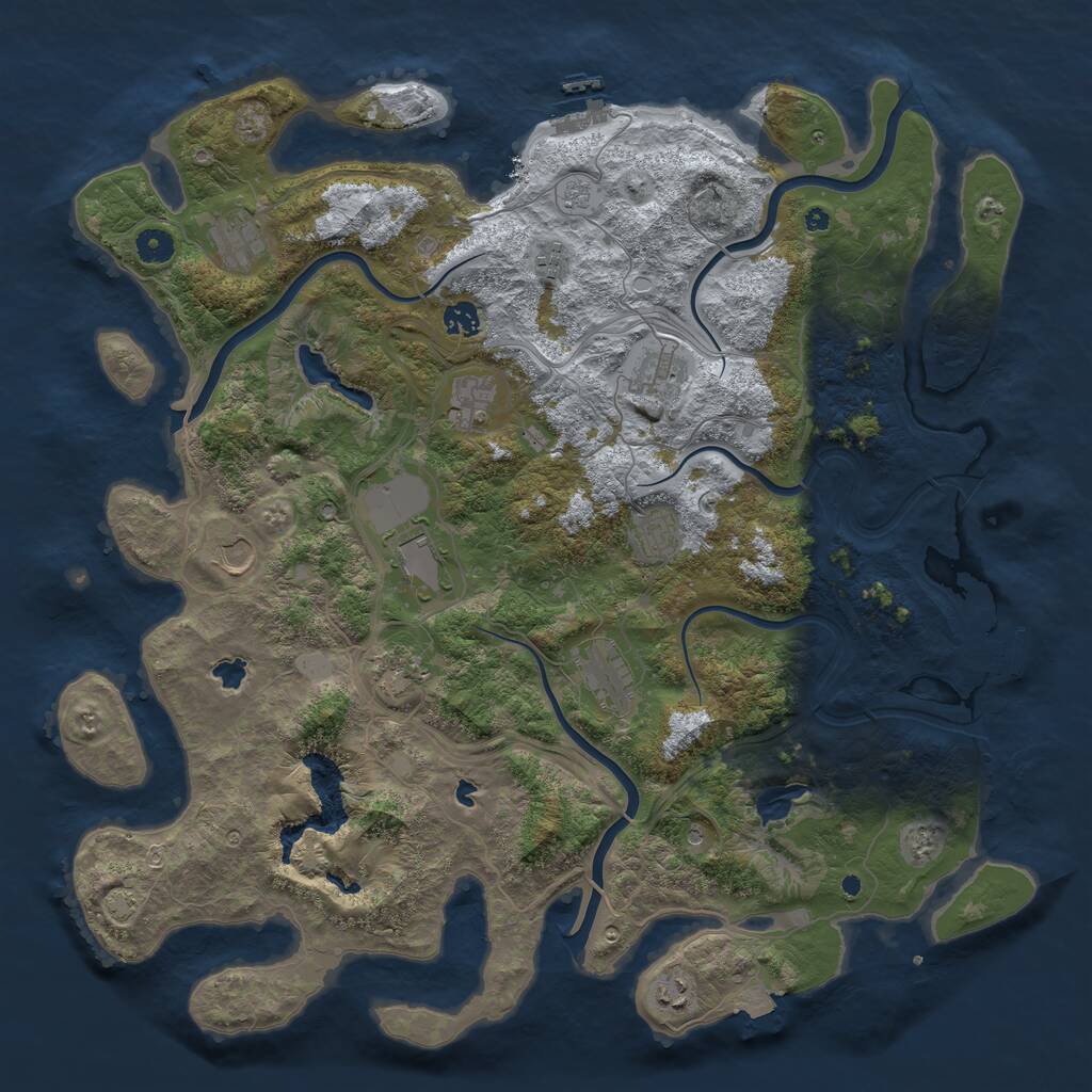 Rust Map: Procedural Map, Size: 4500, Seed: 309019381, 17 Monuments